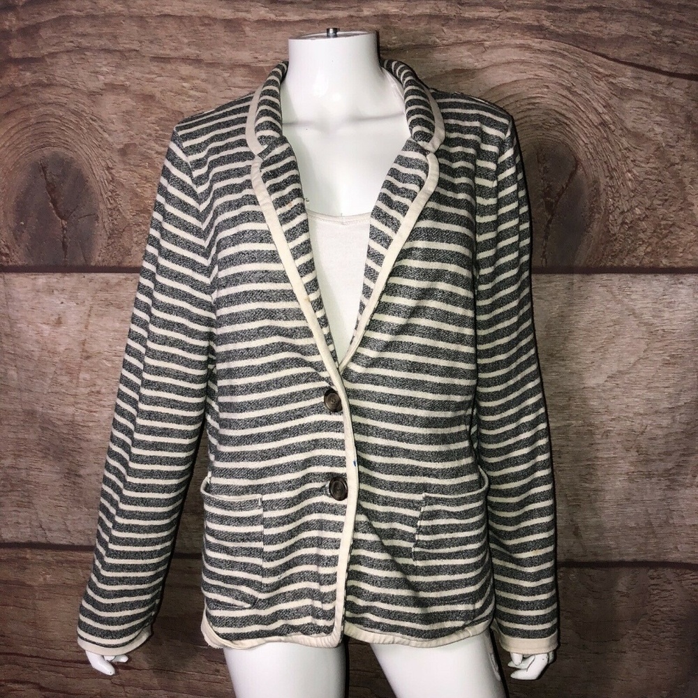 Merona Blazer Women’s Size XL Striped Grey White T